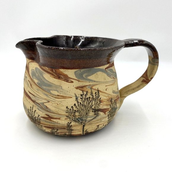 Vintage Potters Hand Tree Art Pottery Pitcher, signed, Raedel Tampa FL 1977 - Picture 1 of 12
